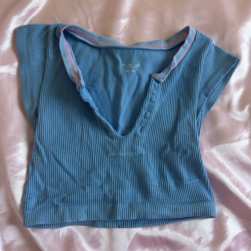 Urban Outfitters Blue Ribbed Crop Top XS/S
